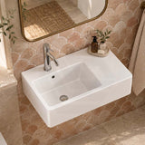 Fienza Delta Care Rectangle Wall Hung Ceramic Left / Right Bowl Basin One Tap Hole 575x400x163mm - Gloss White