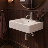 Fienza Delta Care Rectangle Wall Hung Ceramic Left / Right Bowl Basin One Tap Hole 575x400x163mm - Gloss White
