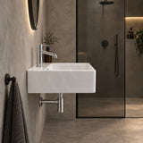 Fienza Delta Care Rectangle Wall Hung Ceramic Left / Right Bowl Basin One Tap Hole 575x400x163mm - Gloss White