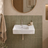 Fienza Delta Care Rectangle Wall Hung Ceramic Left / Right Bowl Basin One Tap Hole 575x400x163mm - Gloss White