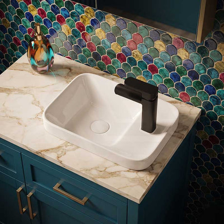 Fienza Petra Mini Inset Ceramic Basin Rectangle Overflow Hole 433x303x55mm - Gloss White