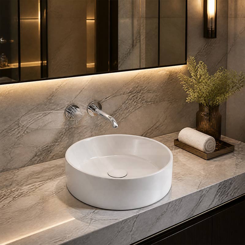 Fienza Reba Round Ceramic Above Counter Basin 360x360x120mm - Variant Colour