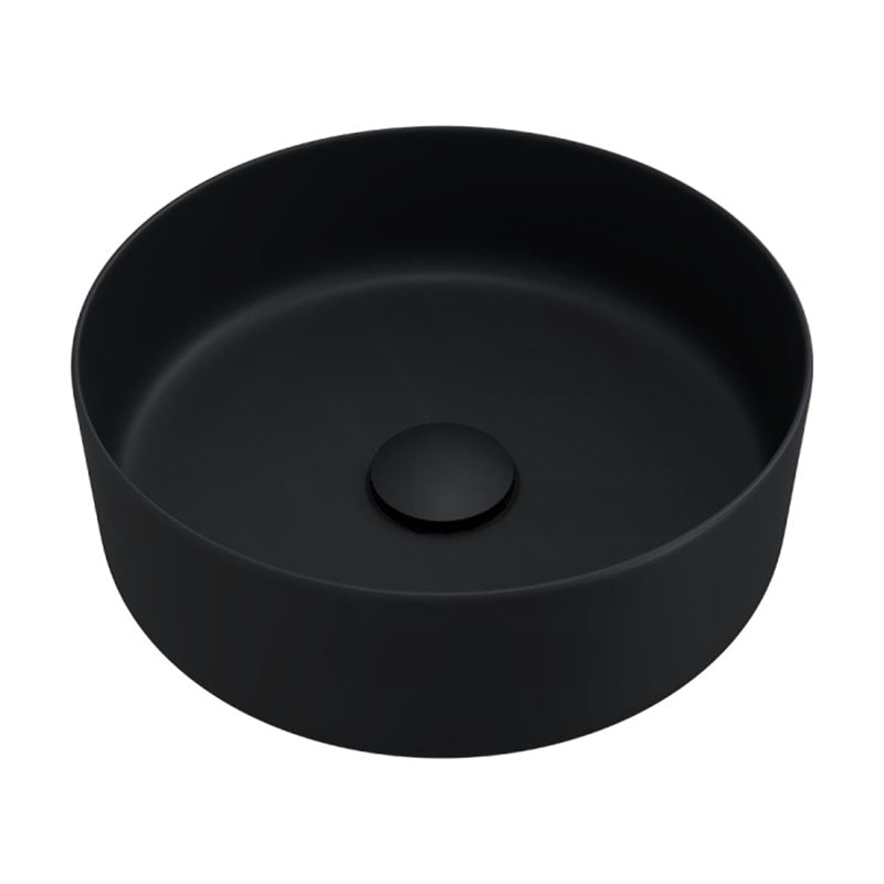 360x360x120mm Fienza Reba Round Above Counter Basin Ceramic Matt Black