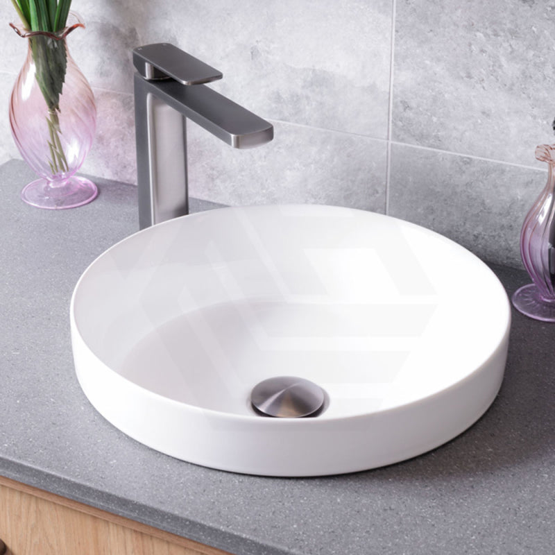 355x355x48mm Fienza Reba Round Inset Basin Ceramic Gloss white