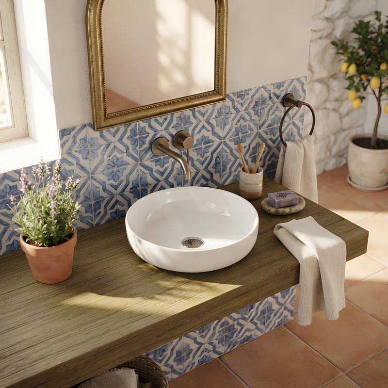 Fienza Reba Round Inset Basin Ceramic 355x355x48mm - Gloss white