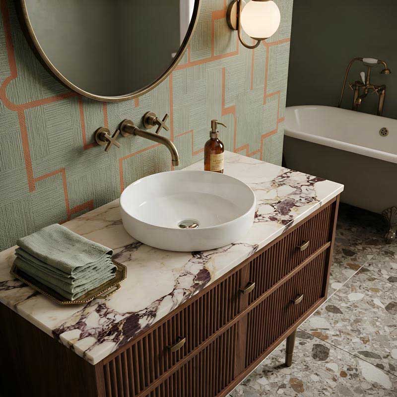 Fienza Reba Round Inset Basin Ceramic 355x355x48mm - Gloss white