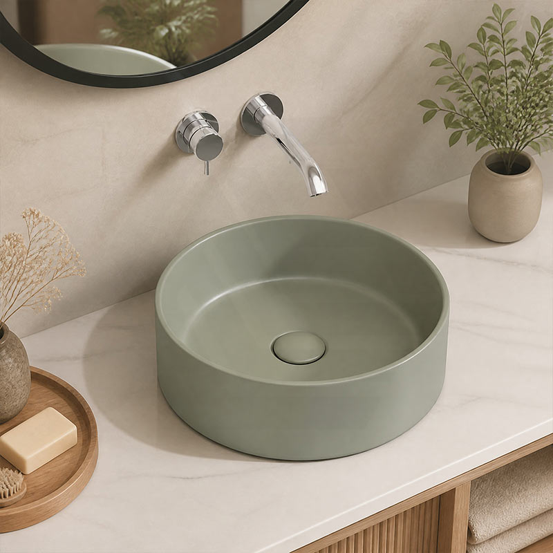 Fienza Reba Round Ceramic Above Counter Basin 360x360x120mm - Variant Colour