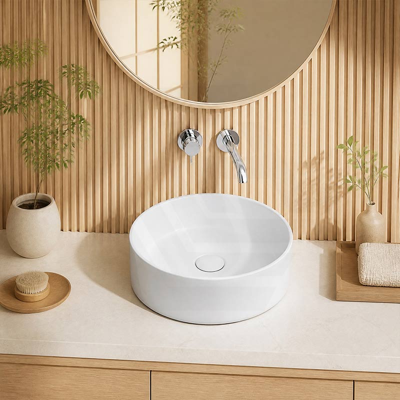 Fienza Reba Round Ceramic Above Counter Basin 360x360x120mm - Variant Colour
