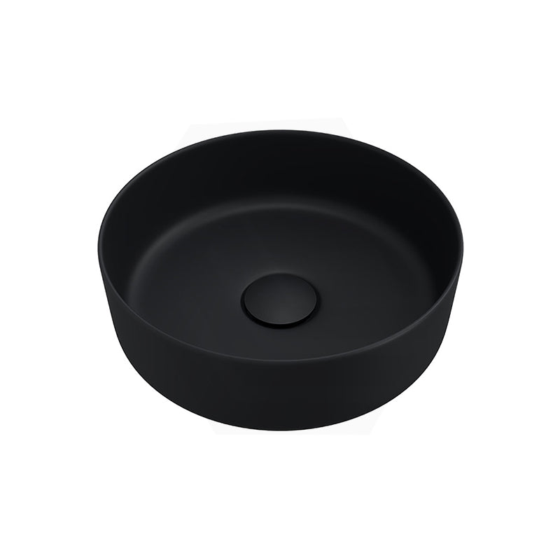 310x310x110mm Fienza Reba Mini Round Above Counter Ceramic Basin Matt Black