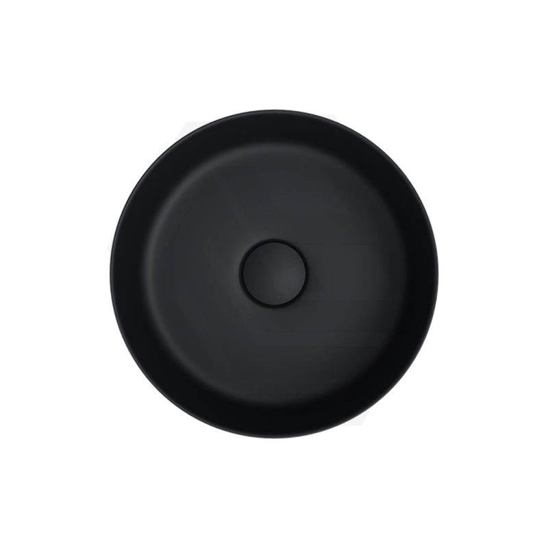 310x310x110mm Fienza Reba Mini Round Above Counter Ceramic Basin Matt Black