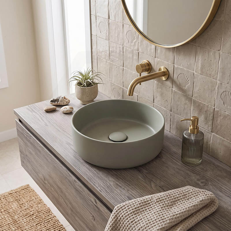Fienza Reba Mini Round Above Counter Ceramic Basin 310x310x110mm - Various Colour