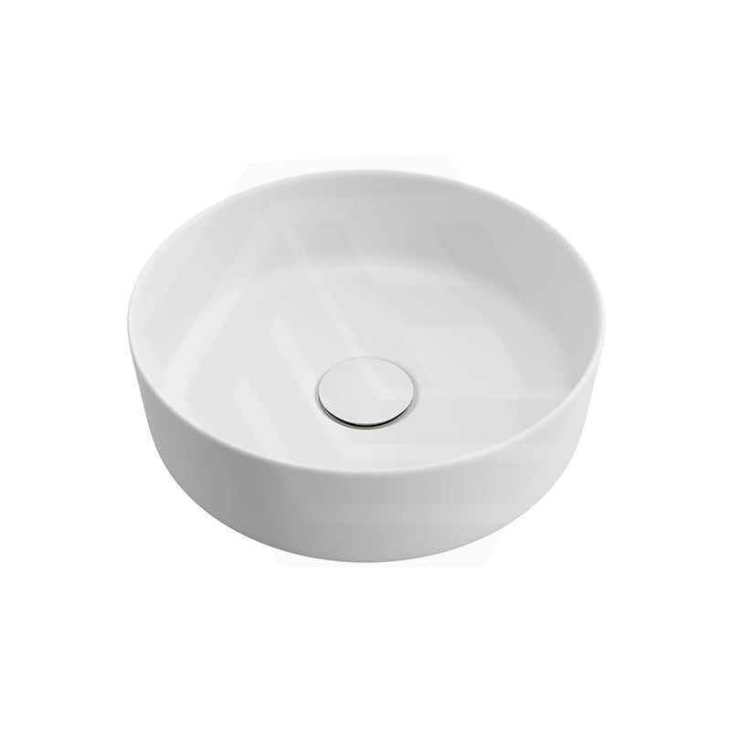 310x310x110mm Fienza Reba Mini Round Above Counter Ceramic Basin Matt White