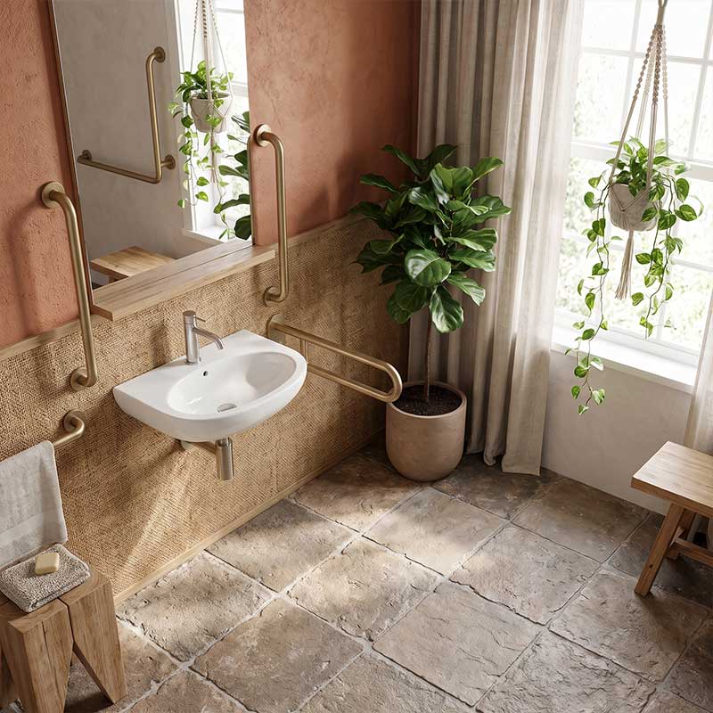 Fienza Stella Care Wall Hung Ceramic Basin 1 or 3 Tap Holes 560x440x145mm - Gloss White