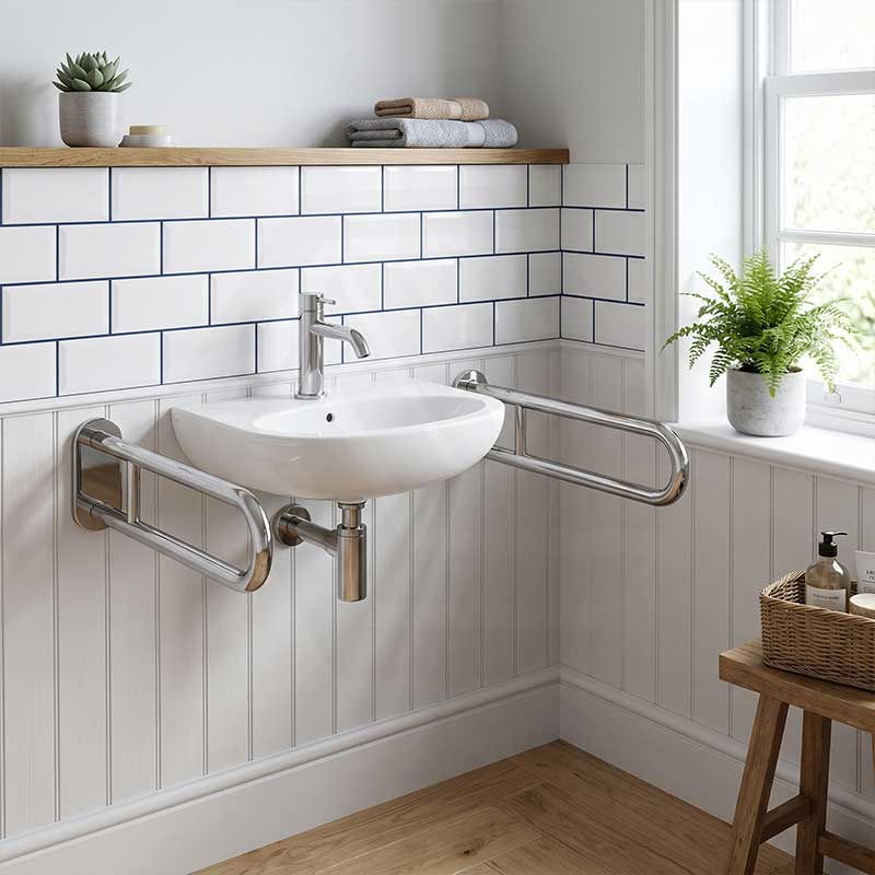 Fienza Stella Care Wall Hung Ceramic Basin 1 or 3 Tap Holes 560x440x145mm - Gloss White