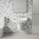 Fienza Stella Care Wall Hung Ceramic Basin With Integral Shroud 1 or 3 Tap Holes 560x440x145mm - Gloss White