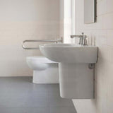 Fienza Stella Care Wall Hung Ceramic Basin With Integral Shroud 1 or 3 Tap Holes 560x440x145mm - Gloss White