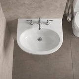Fienza Stella Care Wall Hung Ceramic Basin With Integral Shroud 1 or 3 Tap Holes 560x440x145mm - Gloss White