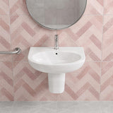 Fienza Stella Care Wall Hung Ceramic Basin With Integral Shroud 1 or 3 Tap Holes 560x440x145mm - Gloss White