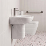 Fienza Stella Care Wall Hung Ceramic Basin With Integral Shroud 1 or 3 Tap Holes 560x440x145mm - Gloss White