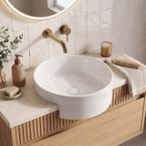 Fienza Reba Round Semi-Recessed Ceramic Basin 360x360x120mm - Gloss White