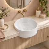 Fienza Reba Round Semi-Recessed Ceramic Basin 360x360x120mm - Gloss White