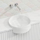 360x360x120mm Fienza Reba Gloss White Round Semi-Recessed Ceramic Basin