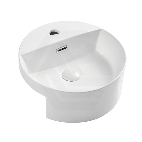 390x390x160mm Fienza Reba Gloss white Semi-Recessed Ceramic Basin One Tap Hole With Overflow