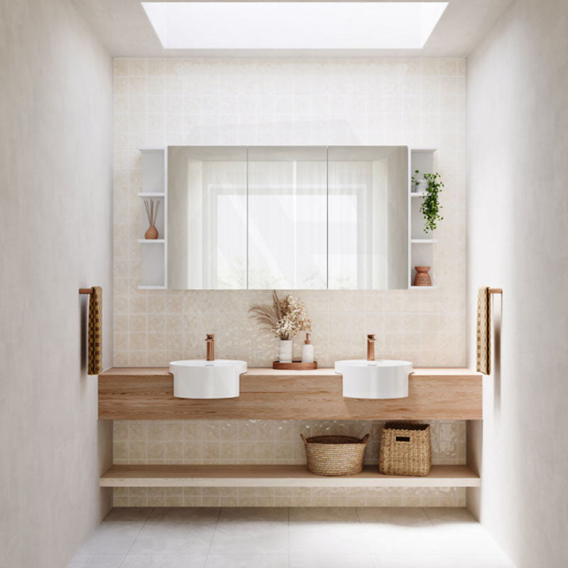 390x390x160mm Fienza Reba Gloss white Semi-Recessed Ceramic Basin One Tap Hole With Overflow