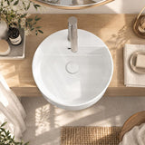 Fienza Reba Semi-Recessed Ceramic Basin One Tap Hole With Overflow 390x390x160mm - Gloss white