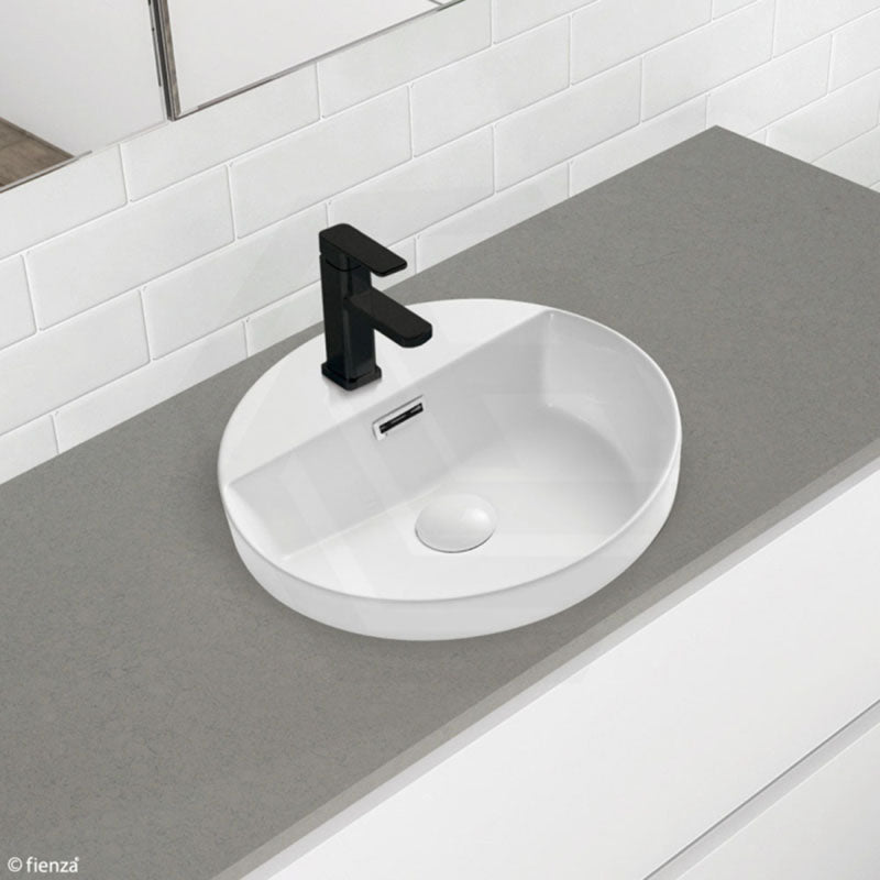 390x390x50mm Fienza Reba Gloss white Inset Ceramic Basin One Tap Hole With Overflow