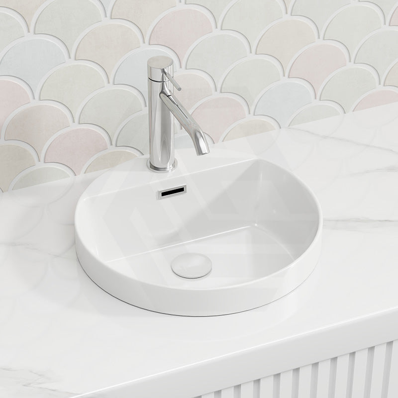 Fienza Reba Ceramic Inset Basin One Tap Hole with Overflow 390x390x50mm - Gloss White