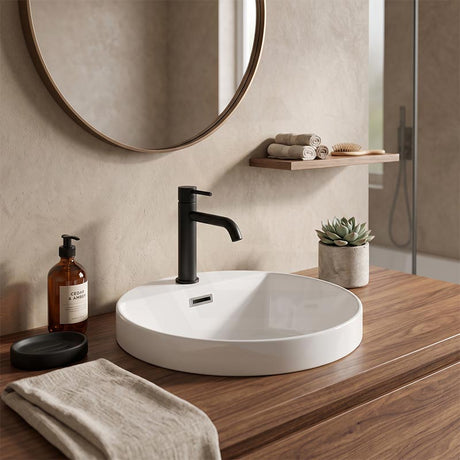 Fienza Reba Ceramic Inset Basin One Tap Hole with Overflow 390x390x50mm - Gloss White