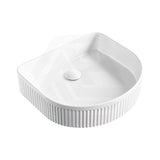 415x365x100mm Fienza Eleanor Above Counter Basin Ceramic Fluted Design Gloss White