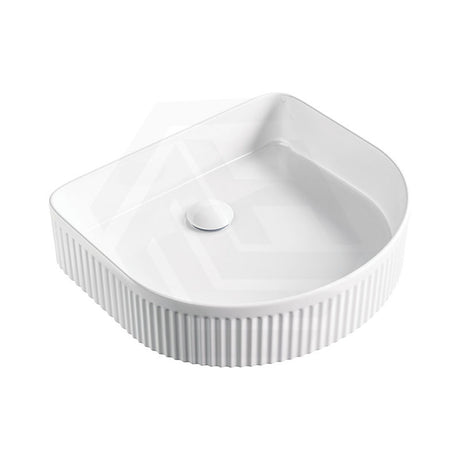 415x365x100mm Fienza Eleanor Above Counter Basin Ceramic Fluted Design Gloss White