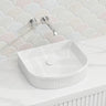 Fienza Eleanor Fluted Above Counter Ceramic Basin D-Shape 415x365x100mm - Gloss/Matt White