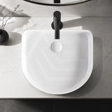 Fienza Eleanor Fluted Above Counter Ceramic Basin D-Shape 415x365x100mm - Gloss/Matt White