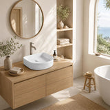 Fienza Eleanor Fluted Above Counter Ceramic Basin D-Shape 415x365x100mm - Gloss/Matt White