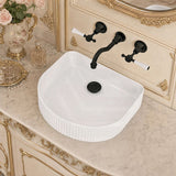 Fienza Eleanor Fluted Above Counter Ceramic Basin D-Shape 415x365x100mm - Gloss/Matt White