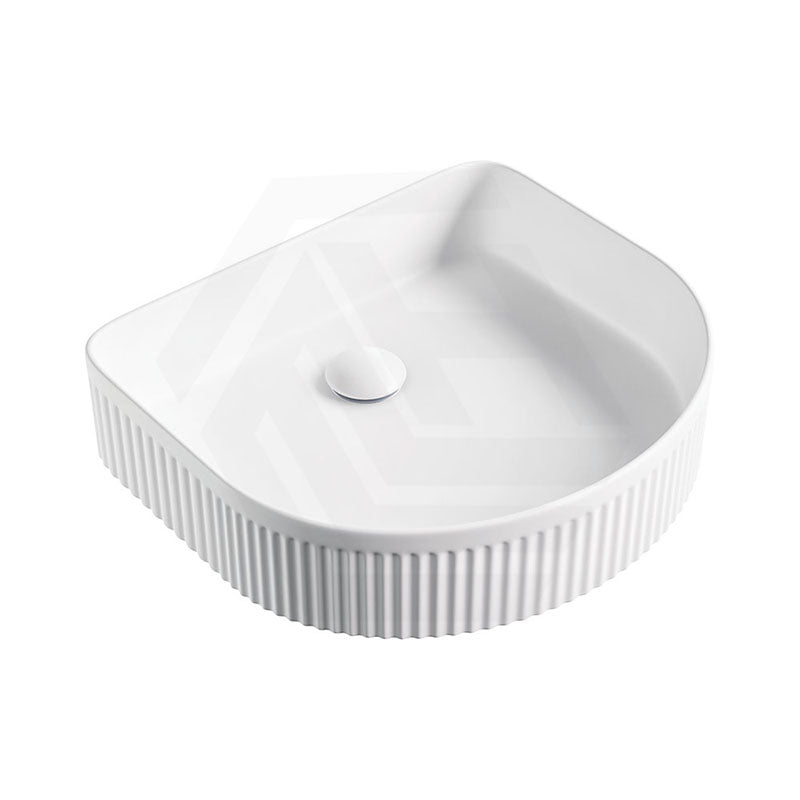 415x365x100mm Fienza Eleanor Above Counter Basin Ceramic Fluted Design Matt White