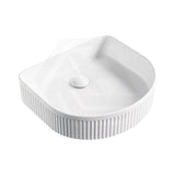 415x365x100mm Fienza Eleanor Above Counter Basin Ceramic Fluted Design Matt White