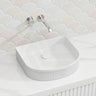Fienza Eleanor Fluted Above Counter Ceramic Basin D-Shape 415x365x100mm - Gloss/Matt White