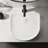 Fienza Eleanor Fluted Above Counter Ceramic Basin D-Shape 415x365x100mm - Gloss/Matt White