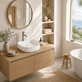 Fienza Eleanor Fluted Above Counter Ceramic Basin D-Shape 415x365x100mm - Gloss/Matt White
