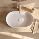 Fienza Eleanor Oval Above Counter Ceramic Basin Fluted 580x360x100mm - Gloss/Matte White