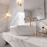 Fienza Eleanor Oval Above Counter Ceramic Basin Fluted 580x360x100mm - Gloss/Matte White