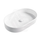 580x360x100mm Fienza Eleanor Oval Above Counter Ceramic Basin Fluted Matt White