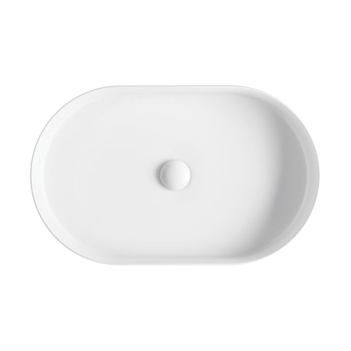 580x360x100mm Fienza Eleanor Oval Above Counter Ceramic Basin Fluted Matt White