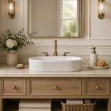 Fienza Eleanor Oval Above Counter Ceramic Basin Fluted 580x360x100mm - Gloss/Matte White