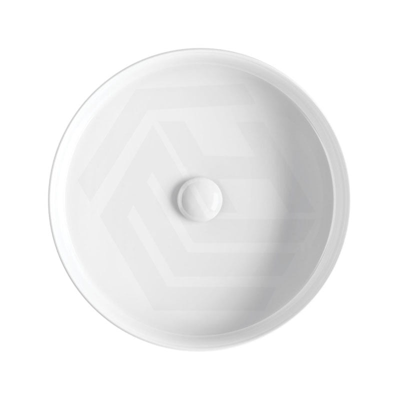 410x410x100mm Fienza Eleanor Round Fluted Above Counter Ceramic Basin Gloss White