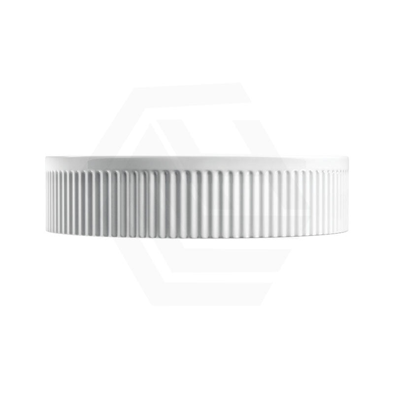 410x410x100mm Fienza Eleanor Round Fluted Above Counter Ceramic Basin Gloss White
